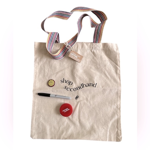 Bundle Cotton Tote Bag with Rainbow Straps Brand New - Picture 1 of 4